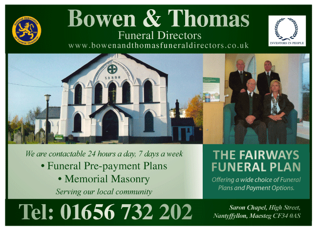 Bowen & Thomas serving Maesteg - Funeral Plans Pre Paid